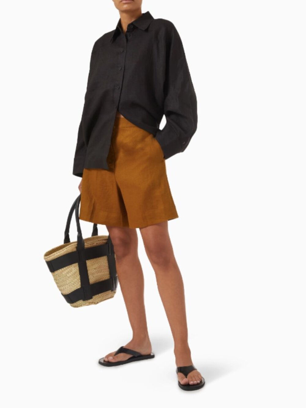 COS Tailored Elasticated-waist Shorts in 100% Linen Size L Coastal Chic Preppy